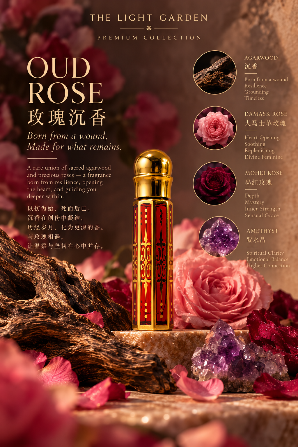 Luxury Niche Perfumery: OUD ROSE - Agarwood with Damask Rose & White Rose Otto