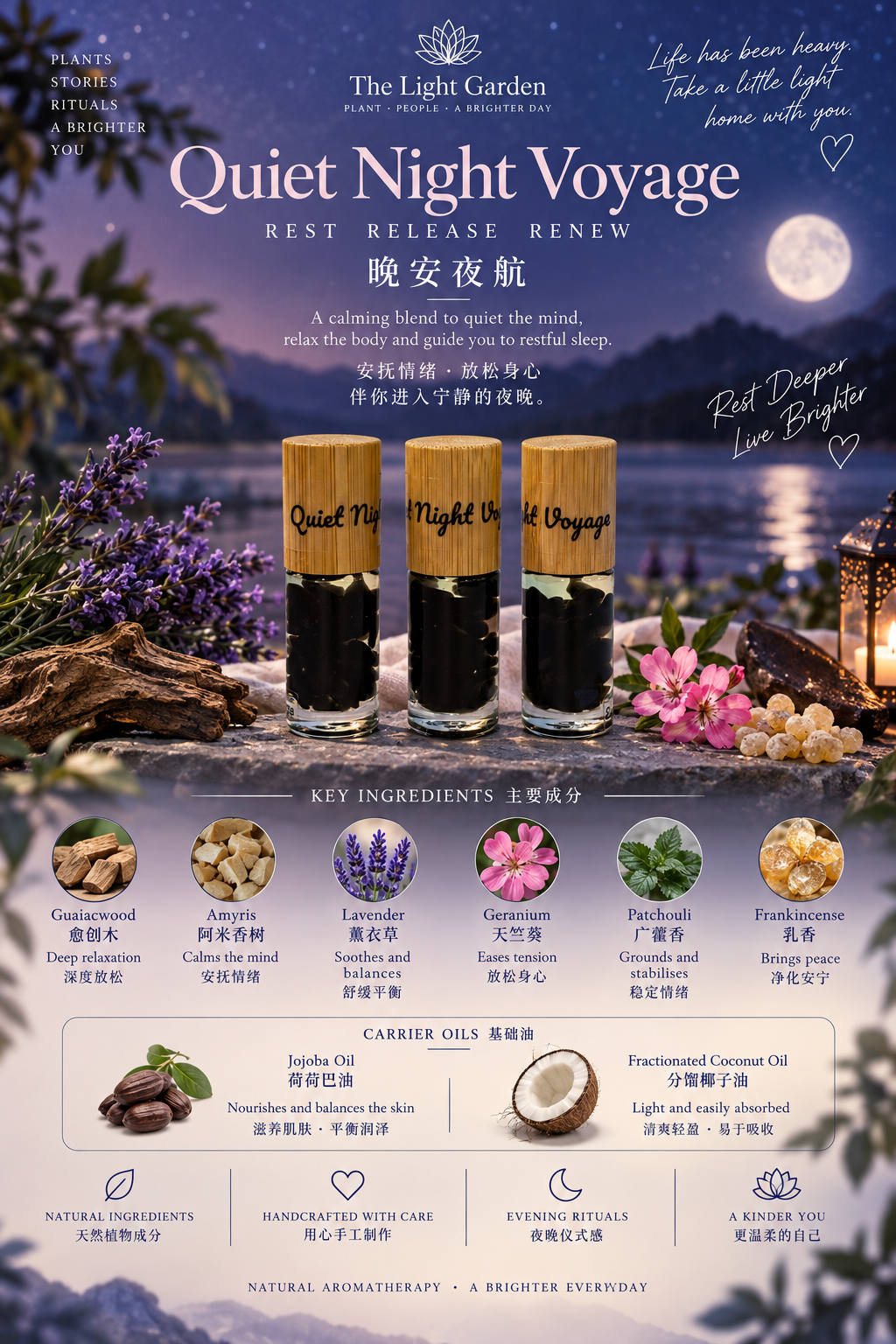 Best Seller! Quiet Night Voyage - Natural Obsidian Grounded Essential Oil Blend (per 5ml bottle)