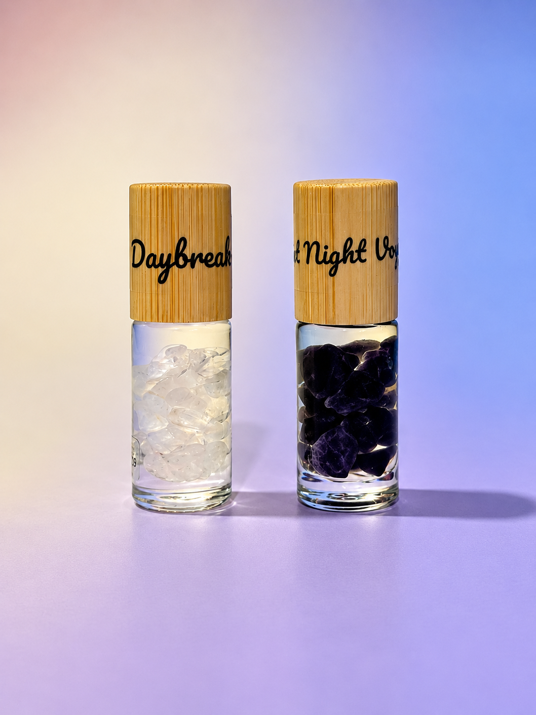 Morning & Night Duo — Crystal Energy Powered Essential Oil Roller Set (5ml x 2)